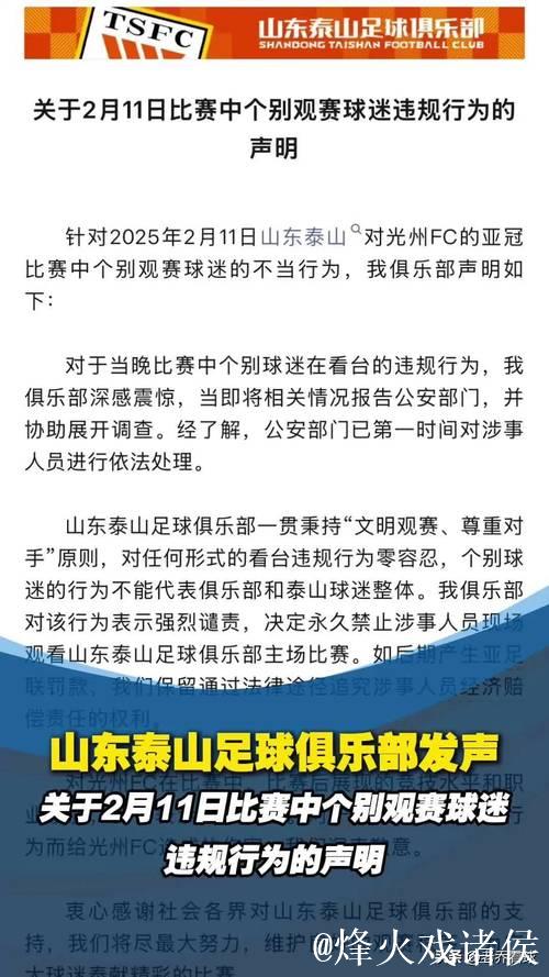 亚足联宣布：山东泰山因退出亚冠被处以两年禁赛及罚款